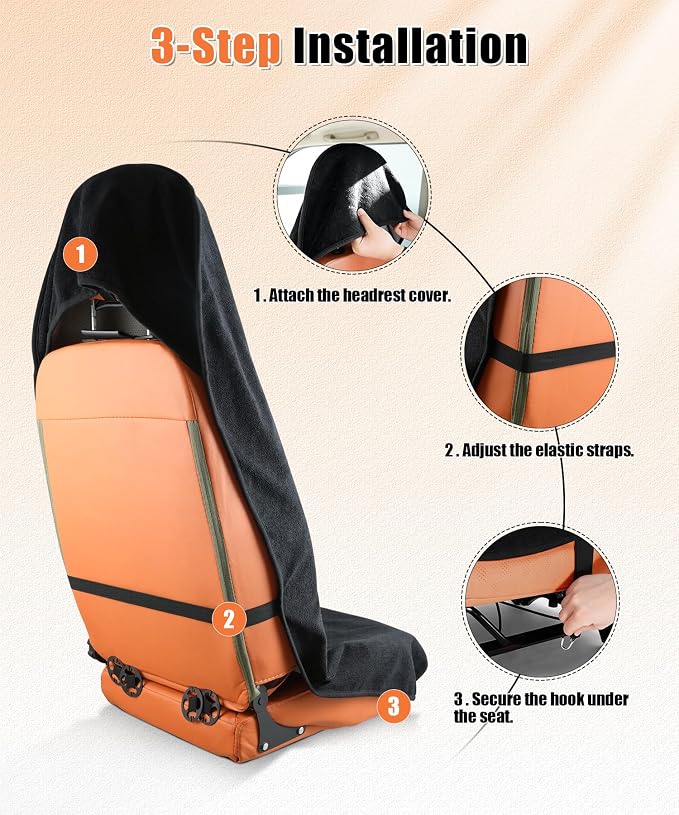 Universal Car Seat Covers Towel Front Seats, Waterproof Non-Slip Protector for Gym Workout, Running and Swimming, Car Accessories Interior for Women and Man Cars, Trucks, SUVs, Jeep(1PCS) - Image 2