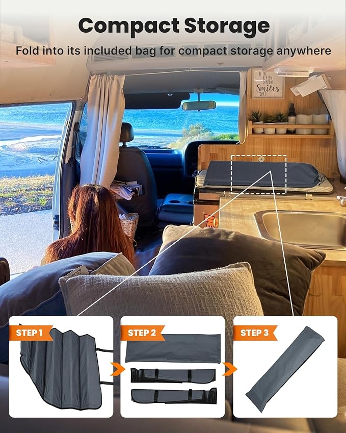 MELIPRON Magnetic Van Window Covers Fit for Mercedes Benz Sprinter NCV3 | 2007-2018, Blackout Privacy & Thermal Insulation Side Shades for Van Life & Camping, Custom Fit, Easy Install, Gray (Pair) - Image 6