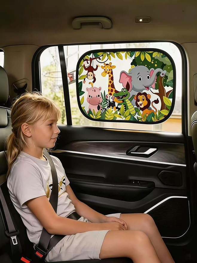 Car Window Shade for Baby -Glare Shield and UV Rays Protection for Your Child, 2-Pack-20 X 12" Window Shade (Animals) - Image 5