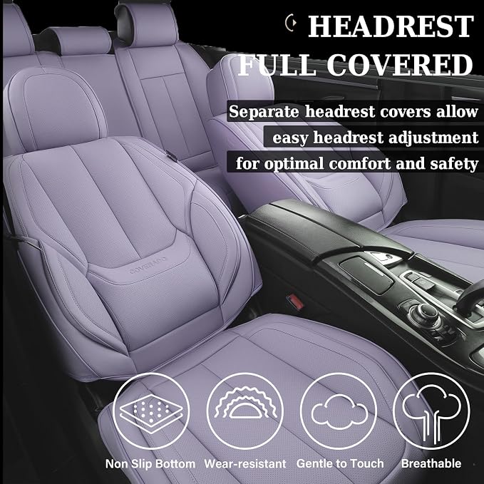 Coverado Car Seat Covers, Seat Covers for Cars, Waterproof Leather Auto Seat Protectors, Leather Car Seat Cushion, Car Interiors Accessories Universal Fit for Most Cars - Image 5