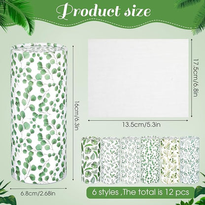 Outus 12 Pcs Eucalyptus Leaves Car Tissues Cylinder Holder with 3 Ply Facial Tissue Bulk Round Tissue Holder Travel Tissues Boxes Container for Car Cup Wedding Birthday Party - Image 2