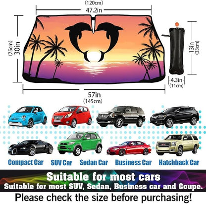 Dolphin Car Windshield Sunshade Umbrella Car Foldable Umbrella Sunshade for Front Window UV Reflector Auto Windshield Umbrella Sun Shades Cover for Most Vehicles 57'' X 30'' - Image 3