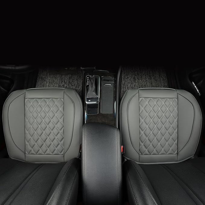 Leather Front Car Seat Cover, Bottom, Grey, 1 Pack | Driver Seat Cushion Cover, Luxury Seat Protector, Waterproof, Full Wrap, For Most Vehicles, Sedan, Truck, SUV - Image 7