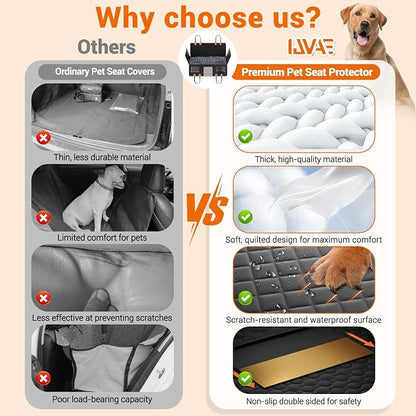 IJVAE Hard Bottom Car Seat Cover for Dog swith Removable Soft Blankets,Scratch-Proof and Anti-Slip Car Dog Hammock for Large Dogs Brown for Car, SUV - Image 3