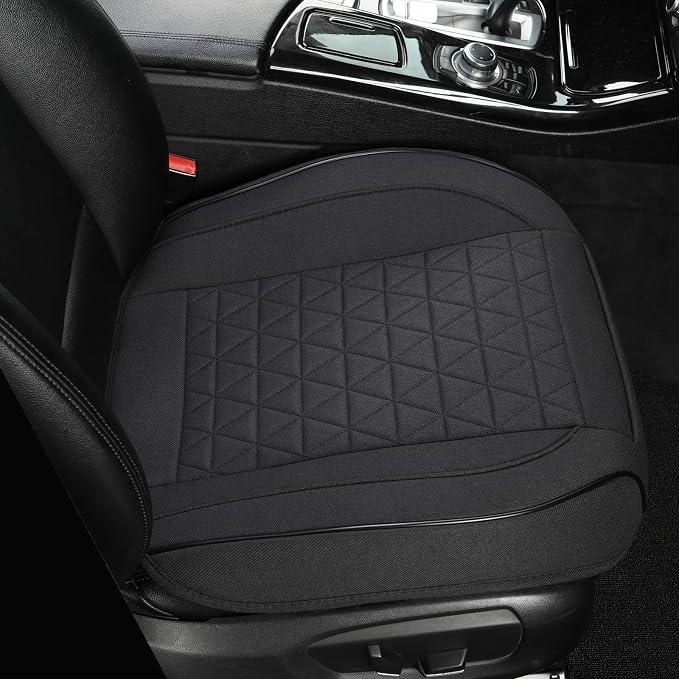 West Llama Linen Front Car Seat Cover Protector Anti-Slip Bottom Seat Cover Fits 95% of Vehicles,Wrapping Around The Bottom,Triangular Pattern(Black-1Pcs) - Image 8