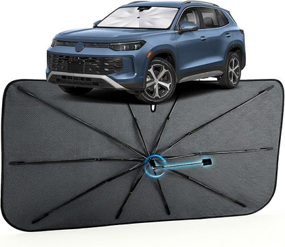 Car Windshield Sun Shade Umbrella for Volkswagen Tiguan 2018-2026, 1:1 Fit | [Reflective Coated Fabric] Car Shades Sun Visor Keep Car Cool and Protects Interior, Sunshade Umbrella for Front Window by MakeLifeBetter