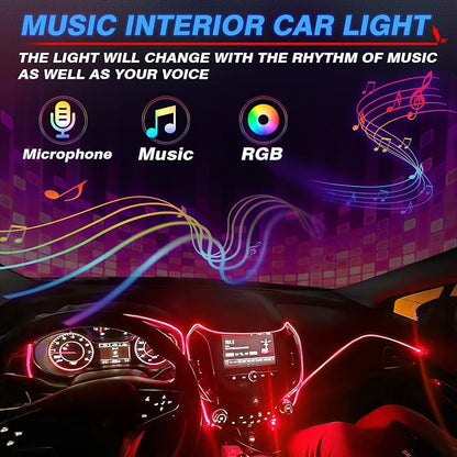 MICTUNING 6 in 1 RGB Interior Car LED Strip Lights, APP and Remote Control | Sound Active & Music Sync Mode, 16 Million Colors & 29 Dynamic Modes, Adjust Brightness, 390-Inch Fiber Optic - Image 4