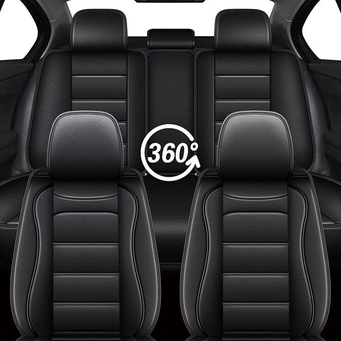 IKABEVEM Car Seat Covers for Jeep Compass 2007-2018 Full Set(5 Seats) | Luxury Fuax Leather, Waterproof, Airbag Compatible, Easy to Install, Scratch‑Resistant Seat Protection, Black - Image 9