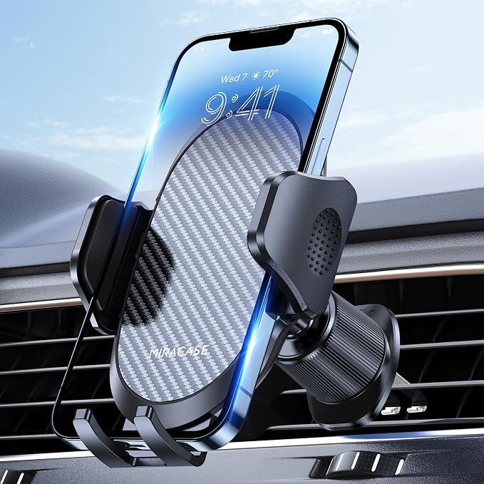 miracase Phone Holders for Your Car with Metal Hook Clip, Air Vent Cell Phone Stand Car Mount, Universal Automobile Cradle Fit for iPhone Android and All Smartphones, Dark Black by Miracase