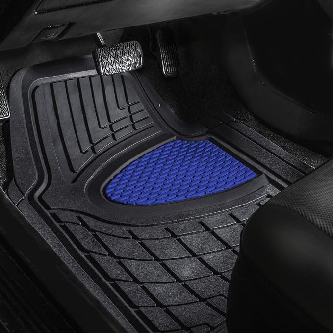 FH Group Premium Liners Tall Channel Trimmable All Weather Rubber Full Set Car Floor Mats (Blue) w. Trimmable All-Season Cargo Liner (Black) - Universal Fit for Cars Trucks and SUVs - Image 2