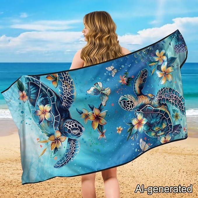 Car Towel Seat Cover 1 Piece Sea Turtle Car Seat Cover Protector Front Seats Breathable Comfortable Universal Fit for SUV Van Truck Sedan - Image 4