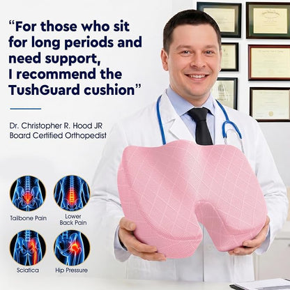 Seat Cushion, Memory Foam Office Chair Cushion - Pink, XXX-Large | for Car Seat, Airplane, Desk Chair - Sciatica & Hip & Coccyx Pain Relief Cushion for Long Sitting Office Workers, Car Drivers - Image 5