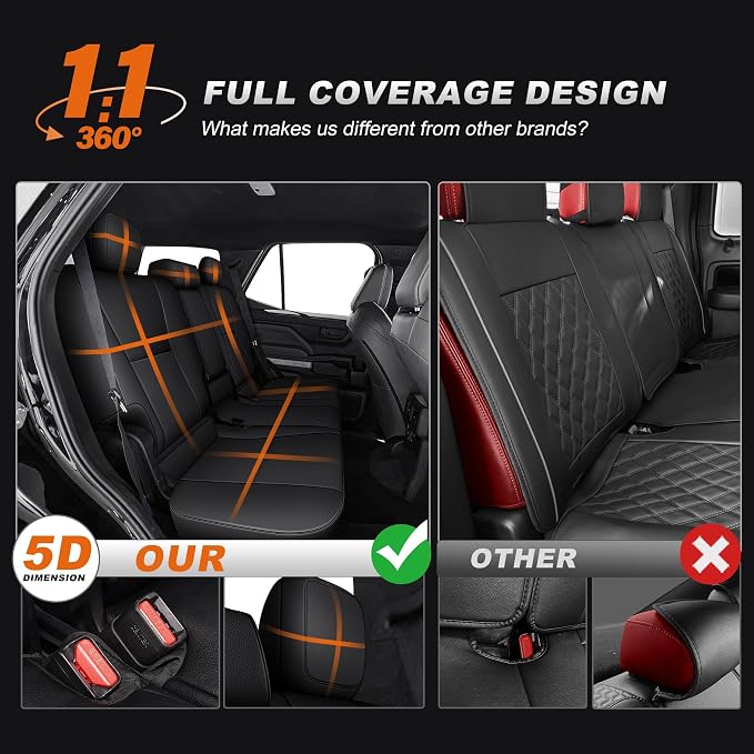 Custom Fit Seat Covers for Toyota 4Runner 2025 2026 5 Seats Models | Full Set Front&Rear Faux Leather Waterproof Airbag Compatible SUV Seats Cover for 4Runner Accessories Black - Image 6