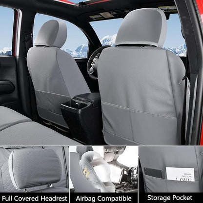 Truckiipa Full Set Leather Seat Covers Fit for Toyota Tacoma Full Coverage Waterproof Seat Covers Cushion Protector Fit for 2016-2023 Toyota Tacoma Double Crew Cab, Full Set, Gray - Image 2