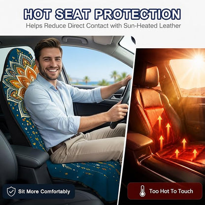 Car Seat Towel Cover 2 Pack for Front Seats, Sweat Absorbent Car Seat Protector with Non-Slip Backing, Waterproof Towel Car Seat Covers for Runners, Gym, Swimming, Beach, Pets, Boho Mandala - Image 5