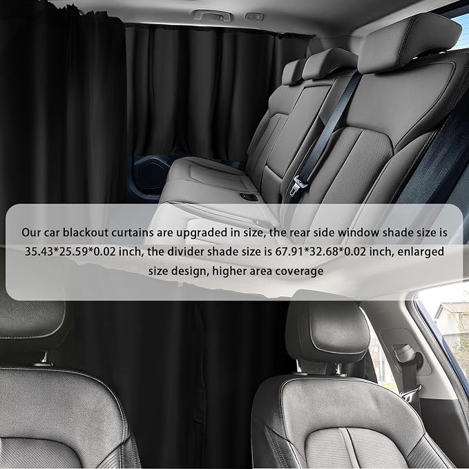 3PCS Larger Size Car Window Shades,Upgraded Car Curtains for Blocking Sunlight & Providing Privacy Protection,Essential Cars Privacy Curtains Includes Rear Window & Divider Curtain - Image 7