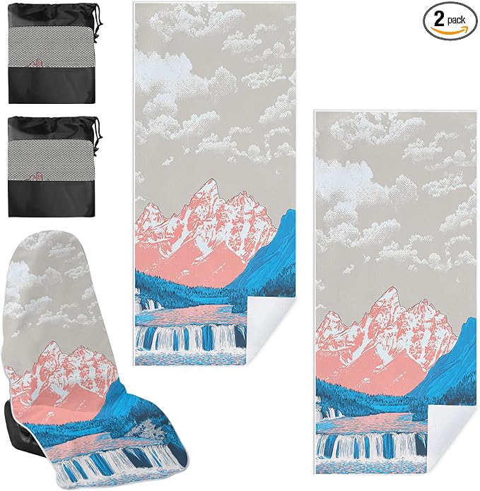 2 Pack Car Towel Seat Covers with Storage Bag, Multifunctional Towel for Gym Outdoor Sport, Picnic, Beach, Pet Dog Travel,Non-Slip Washable Car Seat Protector (Waterfall) by Unknown