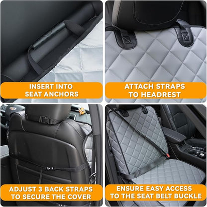 Car Front Seat Cover,PU Leather Car Seat Protector for Dogs & Humans,Grey | Waterproof,Nonslip,Anti-Scratch,Heavy-Duty Front Passenger seat Covers Fits for Cars, Trucks, SUVs,Minivans - Image 8