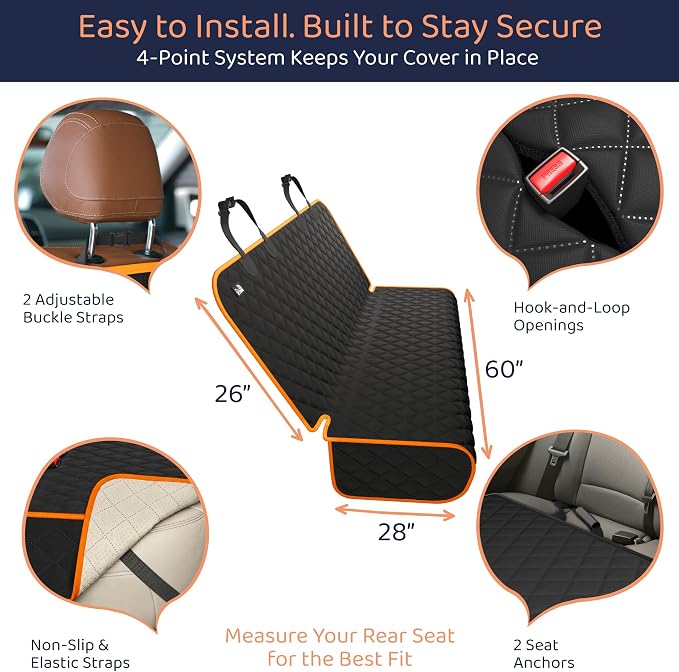 Bench Back Seat Cover for Dogs, Rear Dog Car Seat Covers for SUV & Truck | 100% Waterproof, Easy Install & Clean, Secure Non-Slip Fit, Scratch Protection, Universal Fit, Heavy-Duty Materials - Image 3
