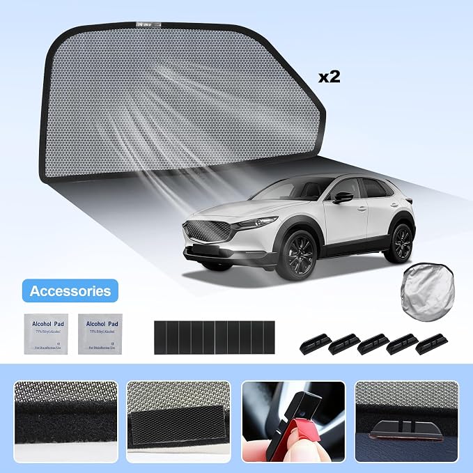 Car Window Shades for Mazda CX-30 2019-2026,Rear Side Privacy Sun Shade，Breathable Mesh Baby Cover，UV Protection, Heat Insulation for Road Trip & Napping - Image 6