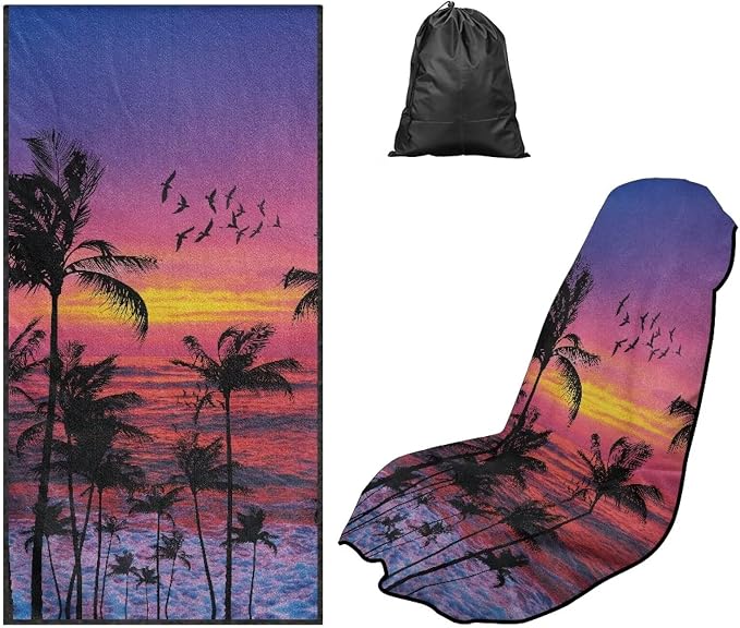 Palm Tree Car Towel Seat Cover Breathable Soft Car Seat Cover Protector Washable Cars Accessories Easy to Store for Trucks, SUVs, Sedans by Aplkyhs