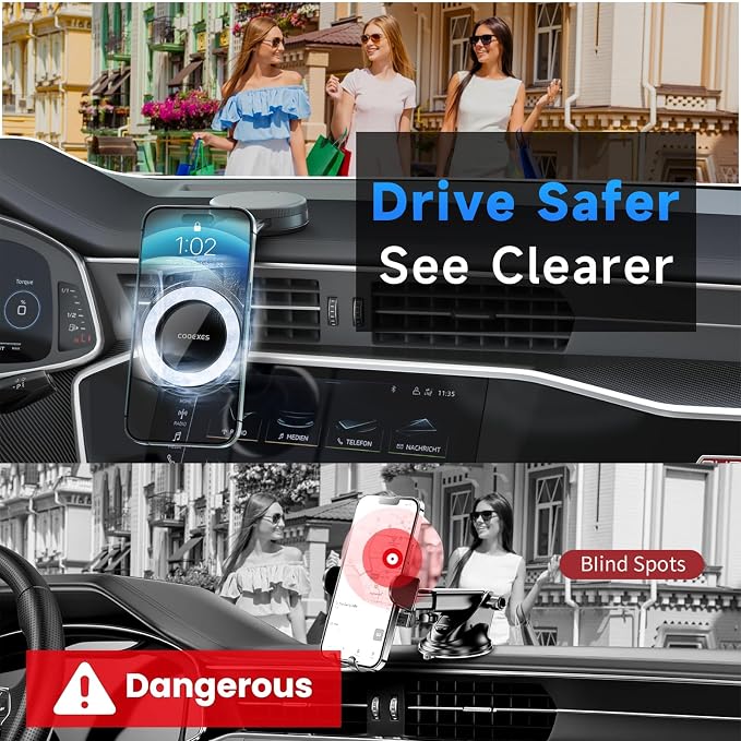 Magnetic Phone Holder for Car, for Magsafe Car Mount with Flexible Grip Bendable Arm, Vacuum Suction Cup Phone Mount -108LBS, Car Accessories for iPhone 17 Pro Max/16/15/14/13/12 Series - Image 4