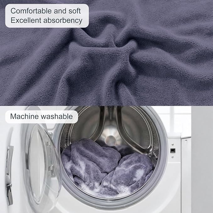 Car Seat Towel Cover, 2pcs Universal Front Seat Protector for Cars, SUVs and Trucks, Sweat Towel Car Seat Cover for Gym, Yoga, Swimming, Pets and Family Travel, Purple Gray - Image 8