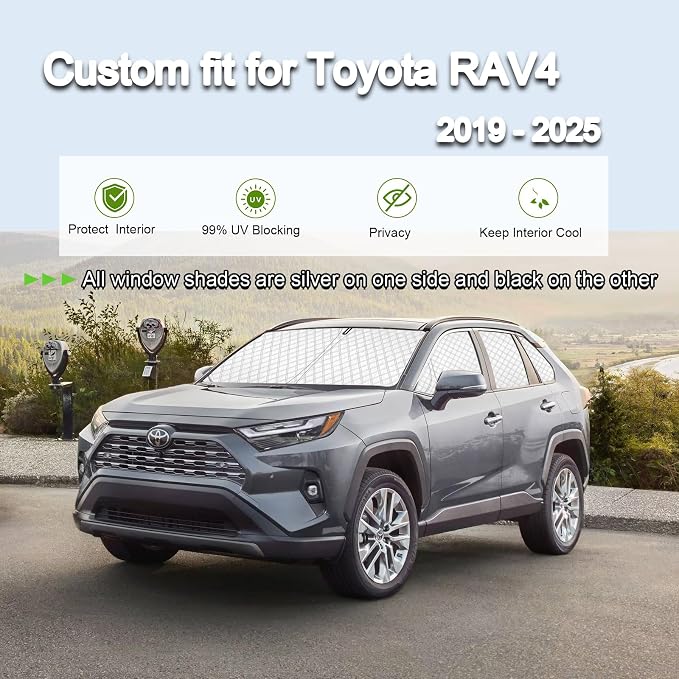 KMF Thicken Car Window Shades for Toyota RAV4 2019-2025 Accessories, 5th Gen RAV 4 Full Car Window Covers Sunshade for Windshield Side Rear,UV Block and Blackout Privacy for Car Camping Outdoor 8pcs - Image 6
