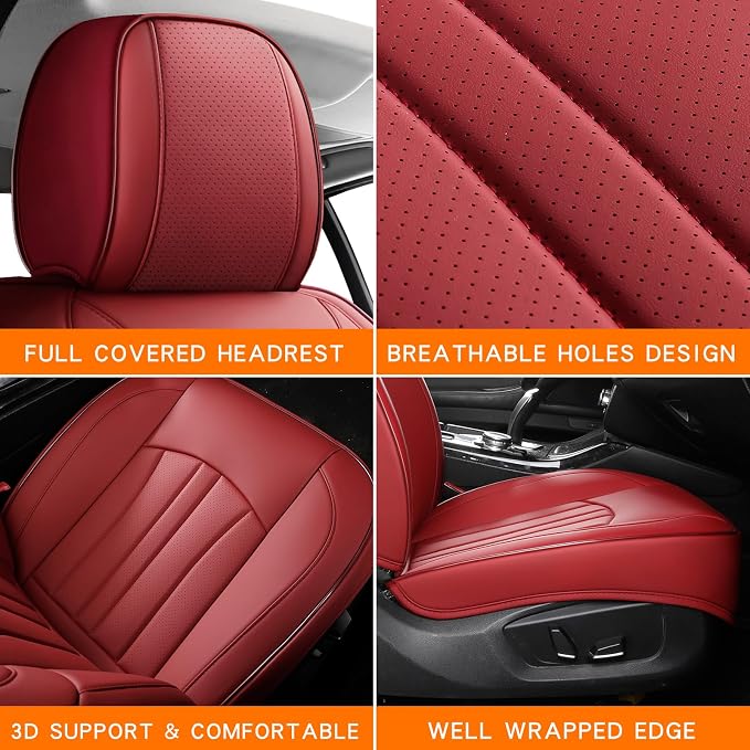 Car Seat Covers,Car Seat Protector Waterproof,Seat Covers Front Set, Car Seat Protectors,Automotive Seat Covers Fit for Most Cars Wine Red - Image 5