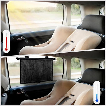 Car Side Window Shades, 2 Pack Retractable Roller Sun Shades, 16 x 18 in | UV and Sun Glare Reduction, Suction and Hook Installation, Easy Roll-Up Storage, Baby Car Window Shades for Travel - Image 5