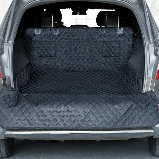 SUV Cargo Liner for Dogs, Trunk Cover with Bumper Flap Protector | Waterproof Pet Cargo Cover with Side Flaps, Dog Car Seat Cover with Non-Slip Mat, Prevents Scratches, Pet Hair, Mud, and Dirt by PETICON