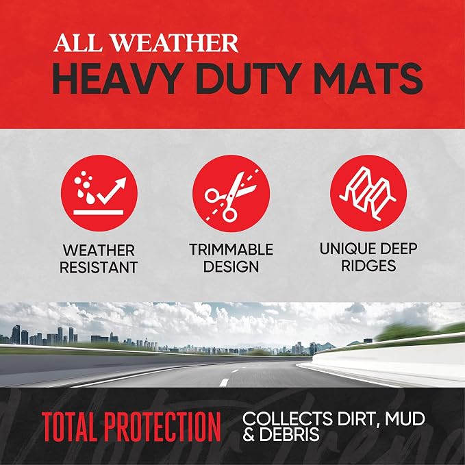 Motor Trend FlexTough™ Advanced Gray Rubber Car Floor Mats – Heavy Duty Trim to Fit All Weather Floor Mats for Cars Truck SUV - Automotive Car Interior Floor Liner Protection - Universal Fit - Image 2