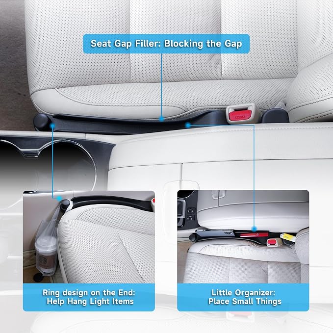 Givifive Car Seat Gap Filler Organizer Soft Foam 3IN1 Storage Slot & Hook | 2 Pack Seat Side Gap Filler Plug Universal Fit Interior Accessory for Car SUV Truck Seat & Console Gap Blocker (Narrow Black) - Image 3