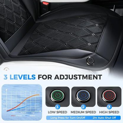 Coverado Cooling Car Seat Cover, 12V-24V Ventilated Front Seat Cushion for Car, 3-Speed Adjustable Seat Cover for Summer Driving Seat, Universal Fit for Car SUV Truck Van - Image 6