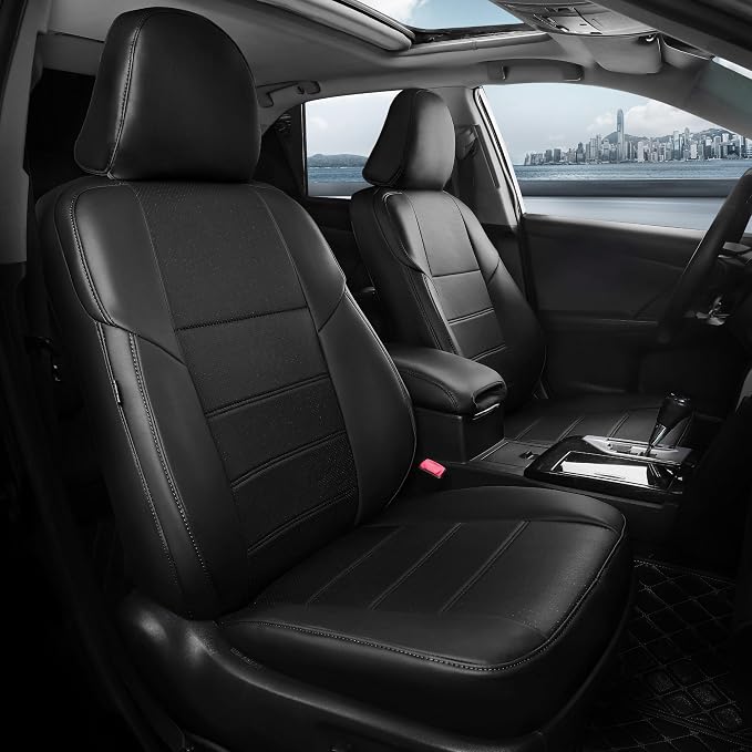Custom Seat Covers for Toyota Camry 2012-2017, Black | Only Fit for Camry SE/XSE/SE Sport 2012-2017, Not for Hybrid, Full Coverage, Faux Leather, Scratch-resistant, Easy-clean by FEINEPRO