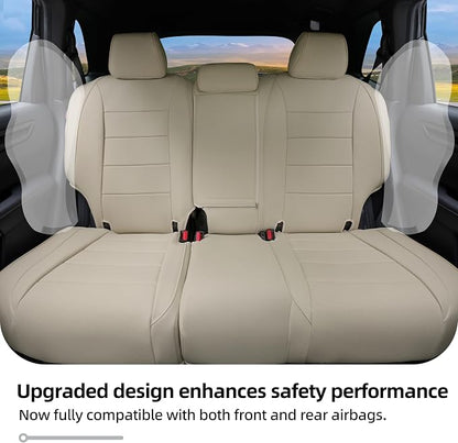 Lolcar CRV Seat Covers Custom Fit for Honda CRV 2023 2024 2025 2026 Leather Car Seat Cover Full Set for Trucks SUV,Waterproof Car Seat Cushion,Faux Leather （Beige） - Image 3