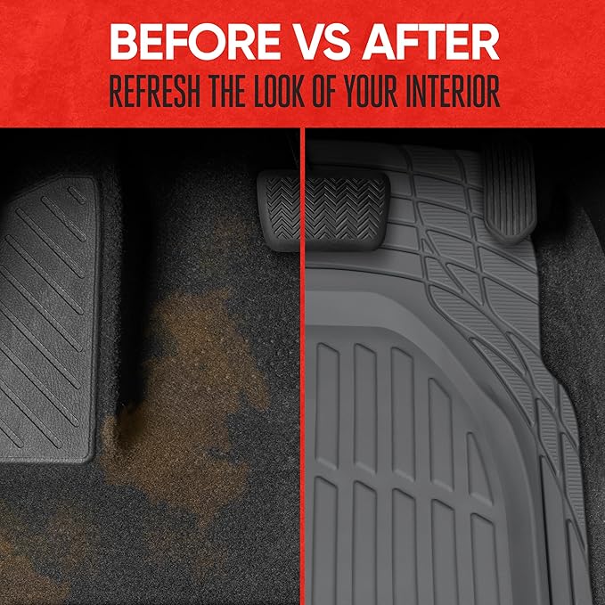 Motor Trend 2 Piece Front Car Floor Mats- Gray FlexTough Contour Liners-Deep Dish Heavy Duty Rubber Floor Mats for Car SUV Truck & Van-All Weather Protection, Universal Trim to Fit - Image 6