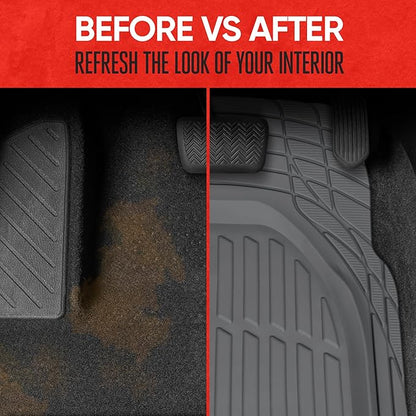Motor Trend 2 Piece Front Car Floor Mats- Gray FlexTough Contour Liners-Deep Dish Heavy Duty Rubber Floor Mats for Car SUV Truck & Van-All Weather Protection, Universal Trim to Fit - Image 6