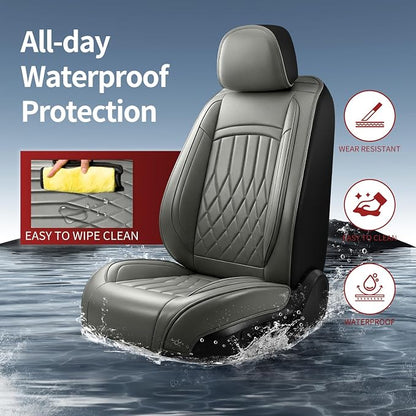 Fit for Prius Car Seat Covers Compatible with Toyota Prius 2001-2026 - Waterproof Breathable Leather Automotive Seat Cushions Protector,Airbag Compatible,Full Set 5 Seats(Gray) - Image 5