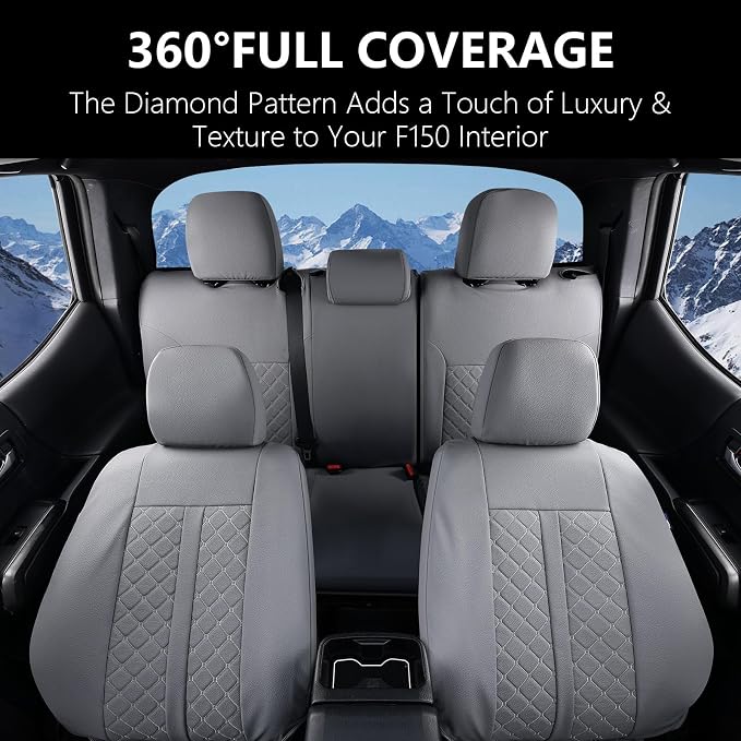 Truckiipa Full Set Leather Seat Covers Fit for Toyota Tacoma Full Coverage Waterproof Seat Covers Cushion Protector Fit for 2016-2023 Toyota Tacoma Double Crew Cab, Full Set, Gray - Image 9