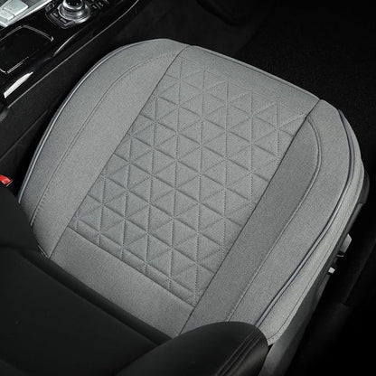 West Llama Linen Front Car Seat Cover Protector Anti-Slip Bottom Seat Cover Fits 95% of Vehicles,Wrapping Around The Bottom,Triangular Pattern(Gray-1Pcs) - Image 2
