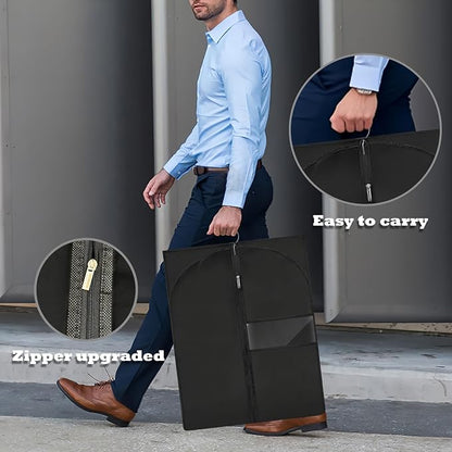 Dress Bags for Gowns Long, 65'' Garment Bags for Hanging Clothes, Suit Bag Cover for Storage and Travel (Black) - Image 4