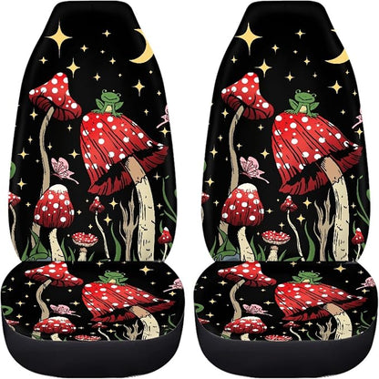 Car Seat Cover, Mushroom with Star Auto Seat Protector Front Seat Cover Set, SUV/Truck/Van/Car Universal Seat Covers, Set of 2 - Image 5