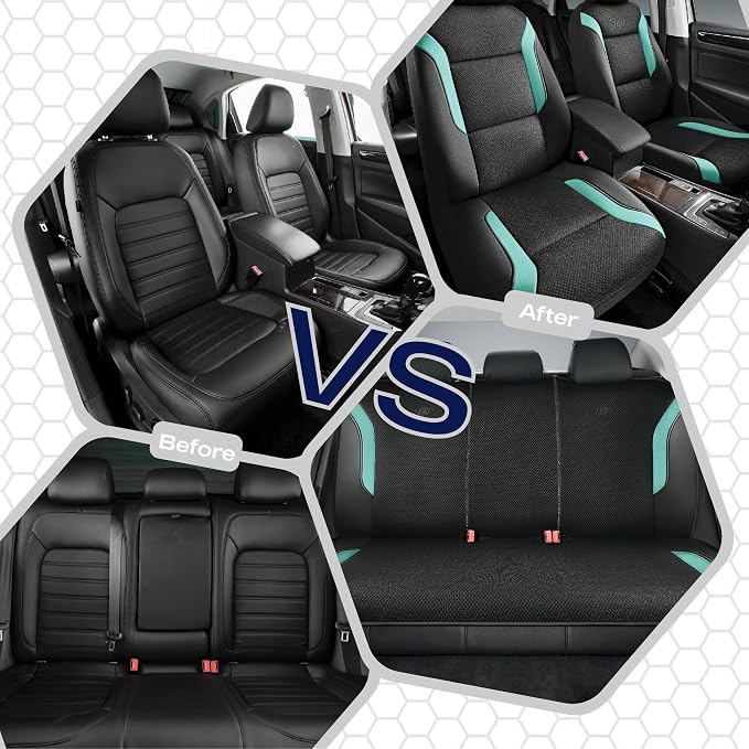 Skechers Memory Foam Car Seat Covers, Air Cool Mesh Thick Seat Covers, Car Seat Full Sets, Airbag Compatible, Automotive Comfort Protection for Most Cars,Vans,Trucks, SUVs,Green - Image 7