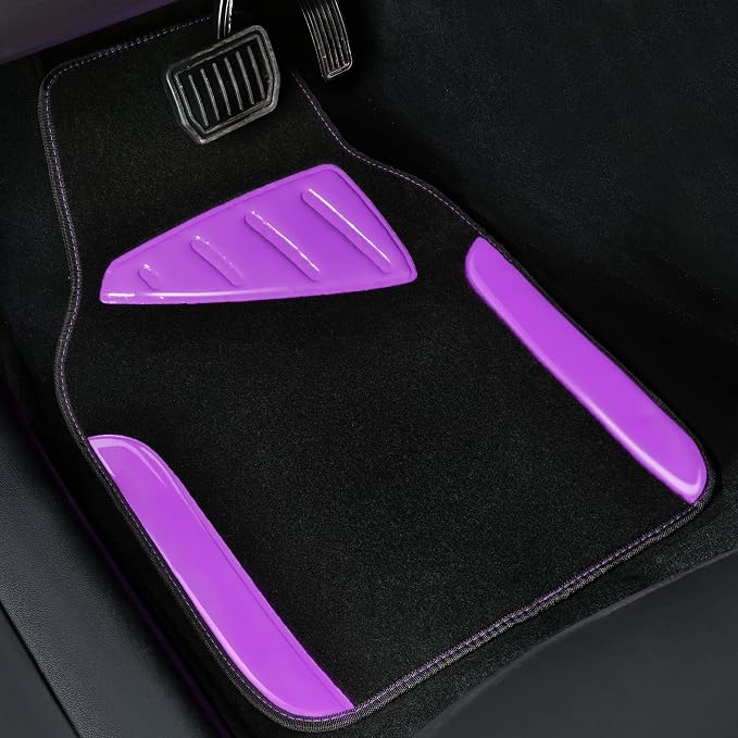 CAR PASS Jelly Waterproof Universal Fit Car Floor Mats, Girly Car Carpet Mats with Anti-Slip Nibbs Backing & Driver Heel Pad Fit for SUV, Vans, sedans, Trucks,Cute car mats of 4pcs for Women (Purple) - Image 5