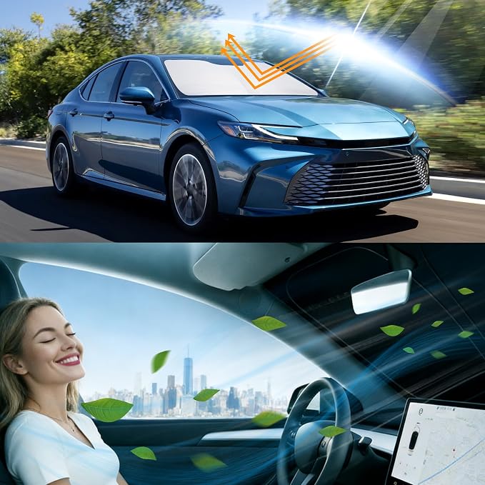 Windshield Sun Shade for 2018-2024 Toyota Camry | Foldable, Full covered for windshield, Block UV Rays, Heat Reduction, Easy to install, Keeps Car Cooler - Image 6