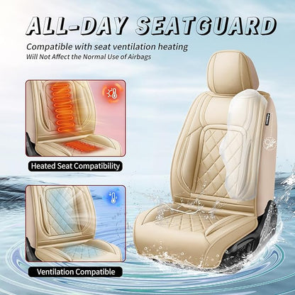 Fit Avalon Premium Leather Car Seat Covers for Toyota Avalon 2001-2021 2022 - Waterproof，Breathable，All-Weather Seat Cushion Protecto & Airbag Compatible, Full Set Beige - Image 4