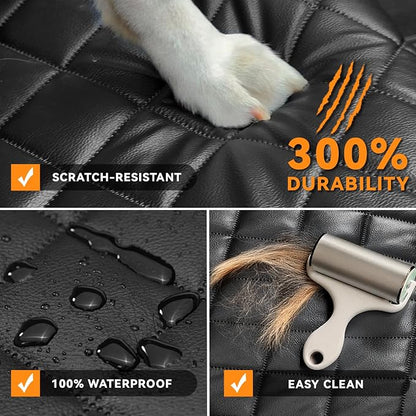 Dog Car Front Seat Cover,PU Leather Car Seat Cover for Pets & Humans,Black | Waterproof,Nonslip,Anti-Scratch,Heavy-Duty Captain Seat Protector Fits Most Cars, Trucks, SUVs，Minivans - Image 6