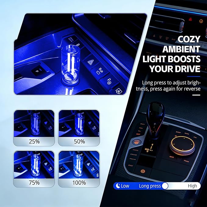 2 PCS Car USB Light, Plug-in Touch Dimming USB Night Light Blub, Portable Car Atmosphere Lighting Kit, Suitable for Car, Bedroom, Hallway, Outdoor, Party Decoration (1Blue&1Purple) - Image 4