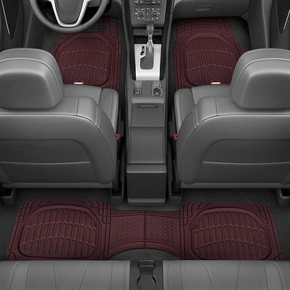 Motor Trend FlexTough Floor Mats for Cars, Burgundy Deep Dish All-Weather Car Mats, Waterproof Trim-To Fit Automotive Cars Trucks SUV, Universal Liner Accessories - Image 2